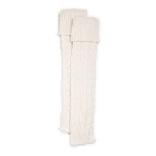 MUK LUKS Women's Tall Cabled Leg Warmer, White, OS One Size, Ivory