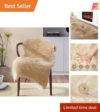 Faux Sheepskin Rug Microfiber Fluffy Beige 2x3 Feet Modern Bedroom Living Room