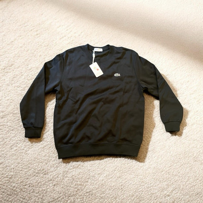 Lacoste Herren Pullover Schwarz S Regular Fit Feinstrick Logo Rundhals