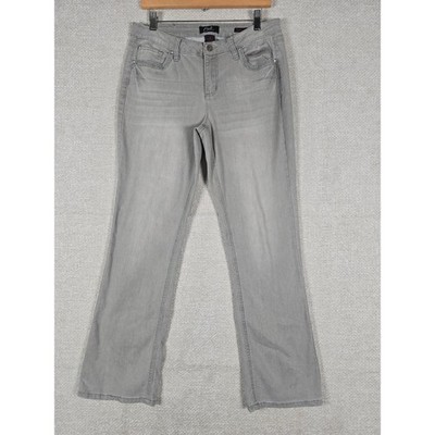 Earl Jean Barely Boot Grey Rhinestone Fleur De Lis Jeans Womens 12