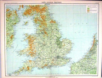 Old Bartholomew Map England Land Surface Features Isle Man London 189 Victorian