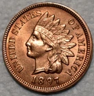 Uncirculated 1897 Indian Head Cent, Razor-Sharp specimen.