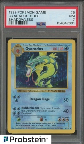 1999 Pokemon Game Base Shadowless #6 Gyarados Holo Rare PSA 7 NM