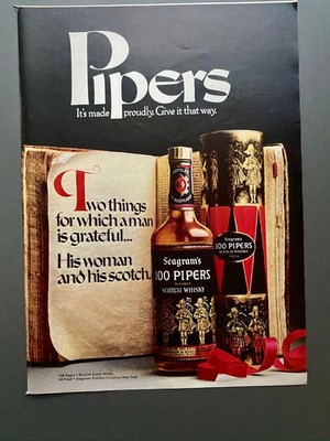 Seagram´s 100 Pipers Scotch Whisky Made proudly 1971 Vintage Ad Werbung Reklame