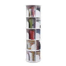 360° Rotating 5 Tiers Bookshelf Bookcase Storage Shelf Freestanding Display Rack
