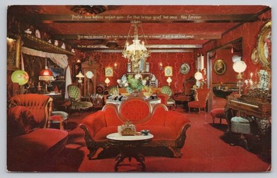Vintage Red Parlor Ye Olde Hoosier Inn Stockton CA Postcard