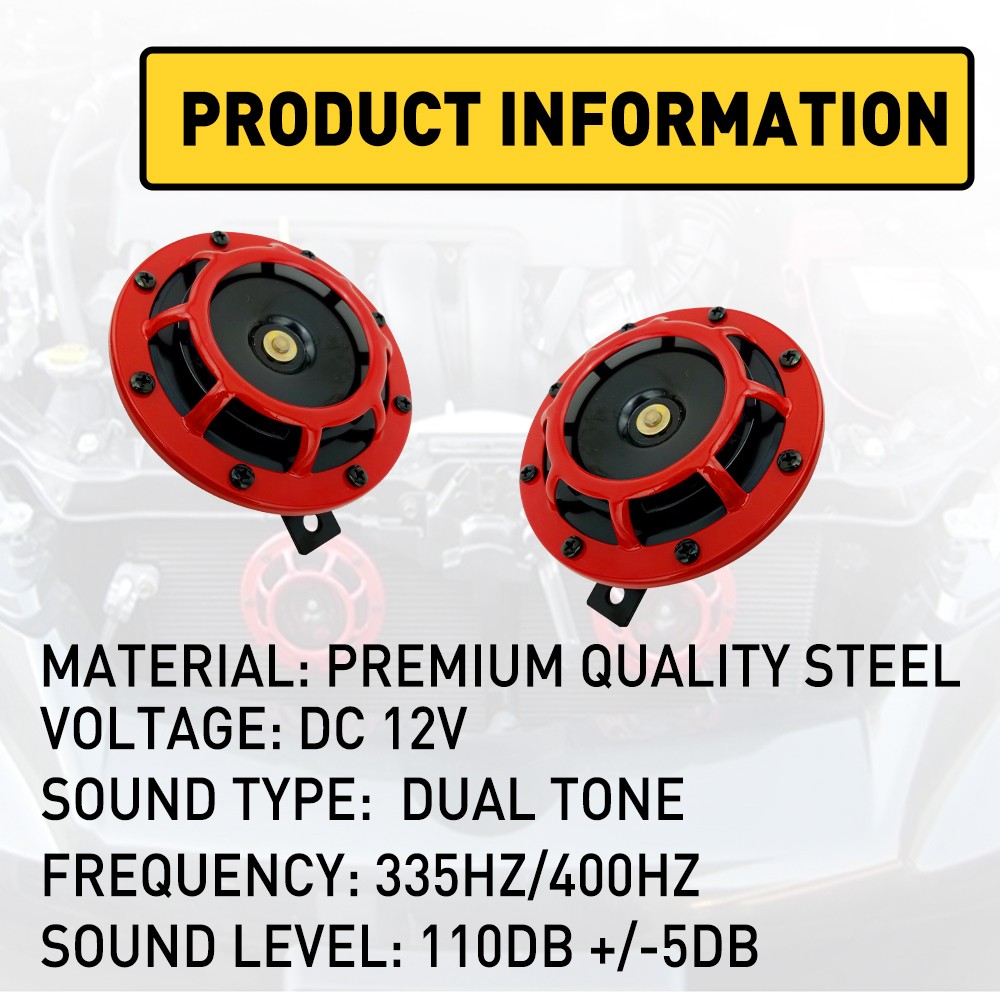Vehicle Pair 115DB Super Compact Electric Loud Car Air Blast Horn Tone Set 12V