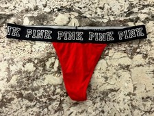 True Vintage Victoria's Secret PINK Logo Thick Waistband Extra Low Rise Thong L