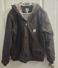 Carhartt Mens L Brown Cotton Hooded Sherpa Li...