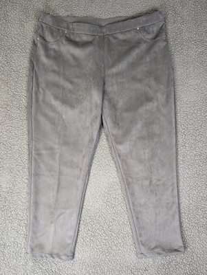 Ruby Rd. Women's Pants First Frost DJ  Pewter Velvety Suede Feel Size 3X NWT