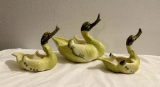 VTG. / MID CENTURY MODERN SET of 3 HULL GREEN DUCK SWAN PLANTERS VASES BOWLS