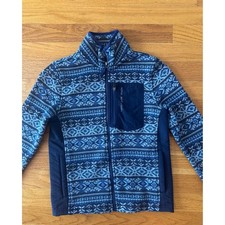 Vineyard Vines Fair Isle Fleece Jacket Blue White Kids Size 7 Pullover