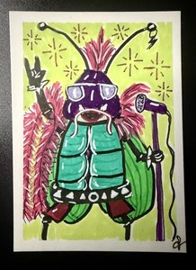 ACEO “Beetle Rock” Original ACEO (Art Cards, Editions & Originals) –Artwork