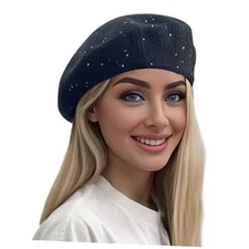  Classic Knitted Berets for Women Stylish French Beret Hats Small-X-Large Black