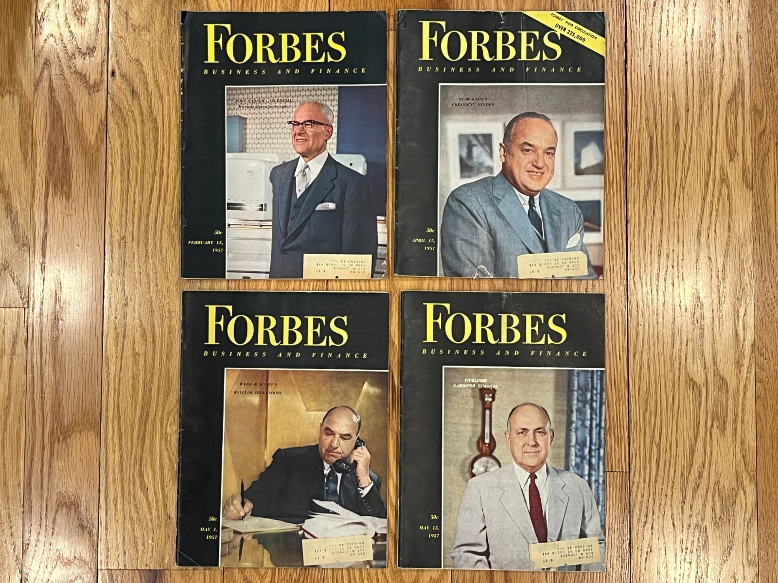 Forbes Business and Finance Magazine Feb 15, Apr 15, May 1 & 15, 1957