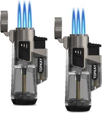 Cigar Lighter Triple Jet Flame Butane Torch Lighters Windproof Black 