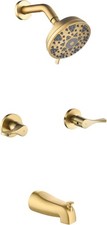 2 Handle Shower Faucet Set with Tub Spout Bathtub Combo Set - Brushed Gold