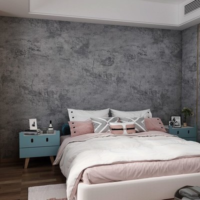 3yecao 31''×1181'' Extra Wide Big Thickness Blue Grey Concrete Wallpaper Peel a...