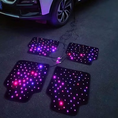 4x Auto LED Fußmatten RGB Sternenhimmel Glasfaser APP Musik Sync 12V USB