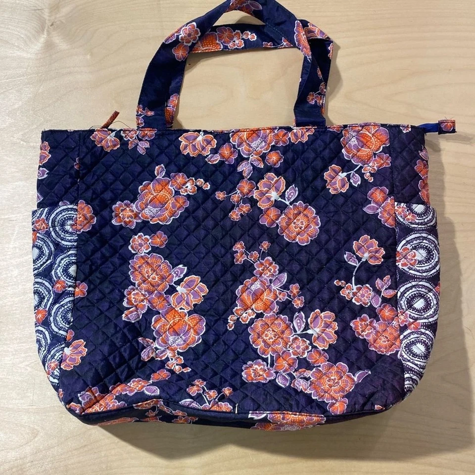 Bolso de Mano Avon Floral Acolchado - Azul Marino y Naranja (GS) Foto 4 de 4