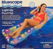 Bluescape Inflatable Pool Mat/Float, Color-Changing LED Light-Up, Waterproof 🆕
