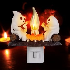 Ghost Campfire Flickering Night Light LED Plug In Halloween Kids Lamp
