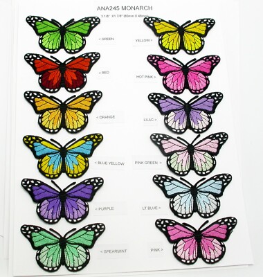 Monarch Butterfly Iron On Patch Applique -  3 1/8'' x 1 7/8''  (80mm x 48mm)
