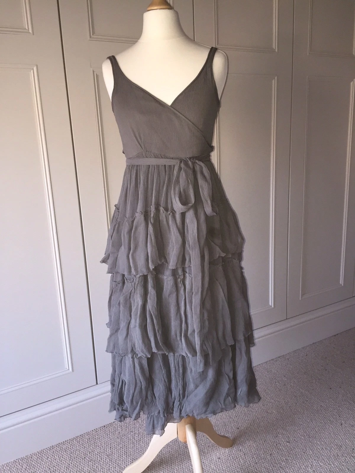 BURBERRY ABITO vintage in chiffon di seta avvolgente taglia IT38