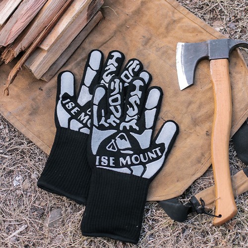Hitzebeständige Handschuhe Arbeit Mann Camping-Grillhandschuhe Wärme-isolierte - Bild 3 von 12