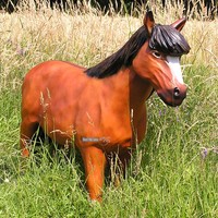 Pferd Pony Gartenfigur Figur Statue Dekofigur Aufstellfigur Reiter Deko Hof Neu