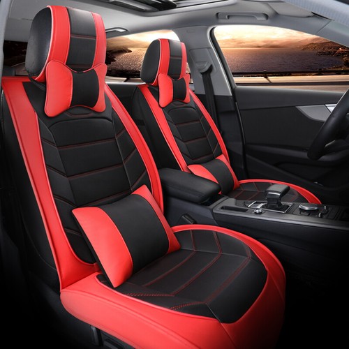 Universal 5 Seat Covers Auto Truck SUV Front & Rear Leather Full Set Protectors - Picture 20 of 48