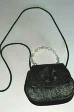 CUTE Girls Children Flower Decor Handbag Shoulder Messenger Bag Black