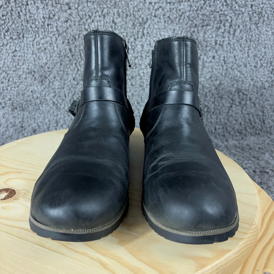 Teva De La Vina Botas de Cuero para Mujer 10 Negras Impermeables Cremallera Lateral Botines Foto 2 de 4