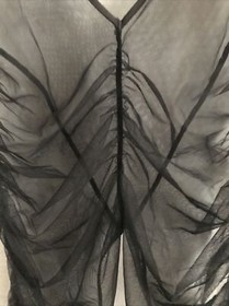 Maison Close Longewear Ruched Sheer Mesh Catsuit Black Size XS US 2 Inseam 28 In