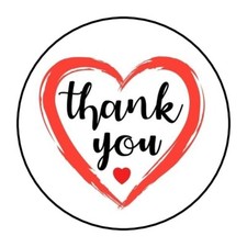30 THANK YOU HEART ENVELOPE SEALS LABELS STICKERS 1.5" ROUND GIFTS FAVORS