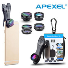 Apexel 5In1 Camera Smart Phone Lens Kit 4K HD Wide Macro Telescope Fisheye Lens