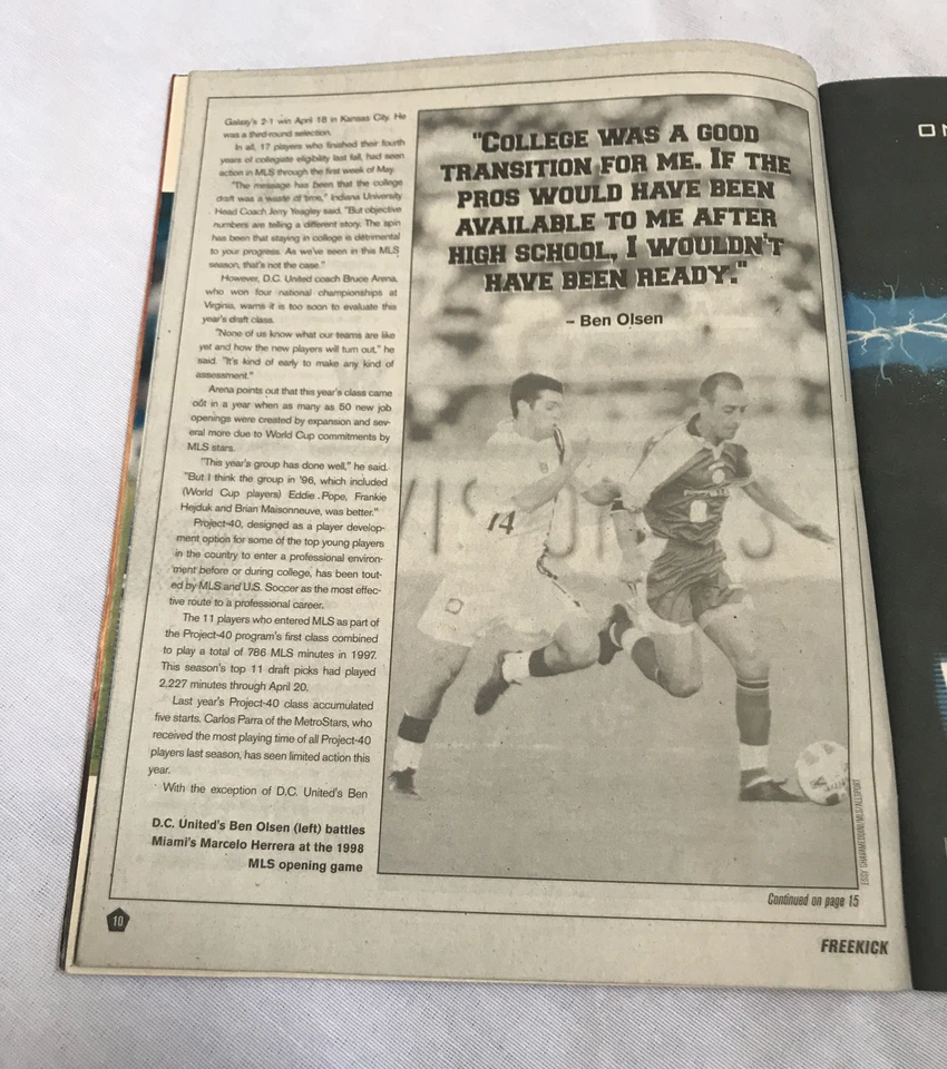 MLS SOCCER CHICAGO FIRE PETER NOVAK SIGNED OFFICIAL FREEKICK PROGRAM 1998 - Image 3 of 4