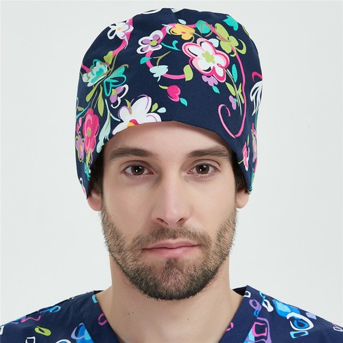 Womens/Mens Florals Printed Cap Scrub Hat/Cap Head Wear Adjustable Accessories - Picture 310 of 660