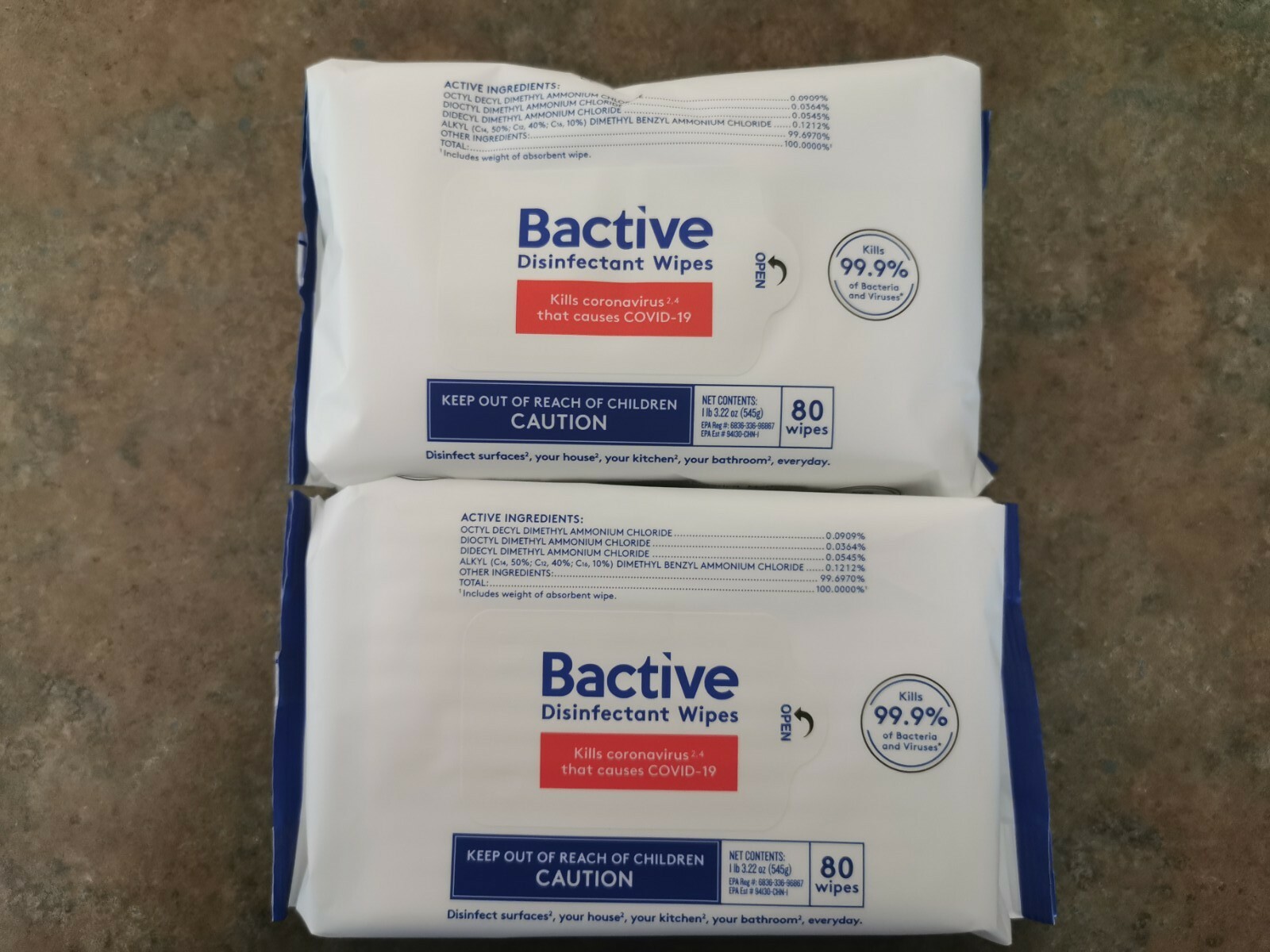 Bactive Heavy Duty Disinfecting Wipes Cleaning Wet Wipes 2Pack