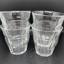 4 French Duralex Glasses Clear 3.5”