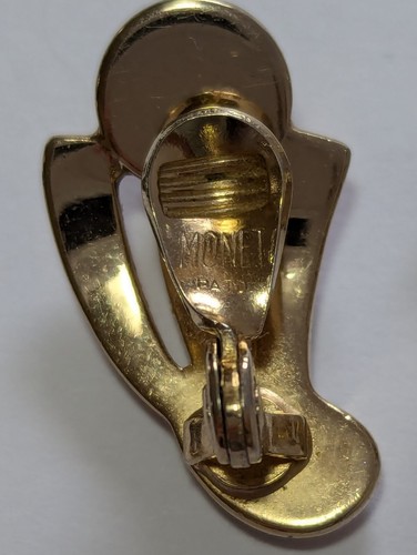 1940s Mid Century Modern Monet Clip On Earrings Gold Plated - Picture 14 of 19