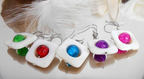 Handgefertigter Mode-Ohrschmuck Glasstein