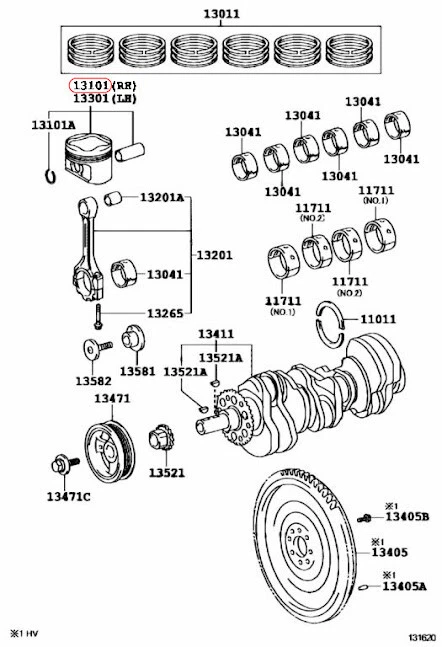 Subconjunto de pistón genuino Toyota Lexus IS250/350 GSE2#, con pasador 13101-31061-B0 OEM Foto 3 de 4