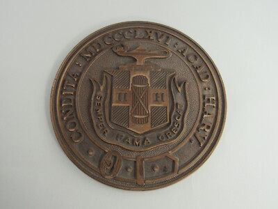 Vintage 8 3/4'' Cast Bronze Plaque Harvard Fraternity Pi Eta Semper Fama Crescat
