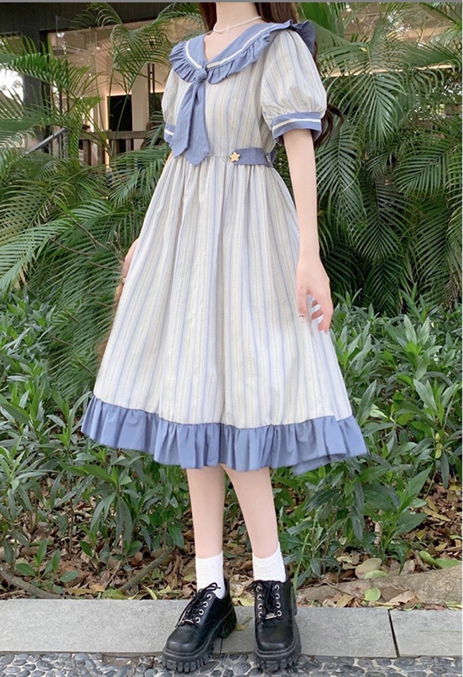 Japanese Mori Girls Sailor Collar ALine Dress Students JK Uniform