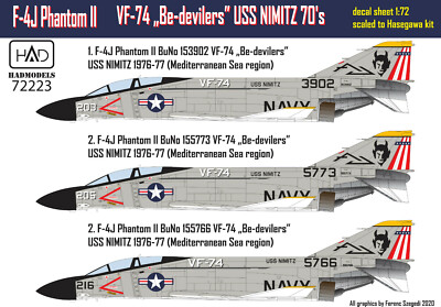 Had Models Decals 1/72 F-4J Phantom II   Be-devilers  USS NIMITZ 70´s 72223