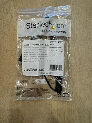 1m Coiled Black USB-C to Lightning Cable by StarTech