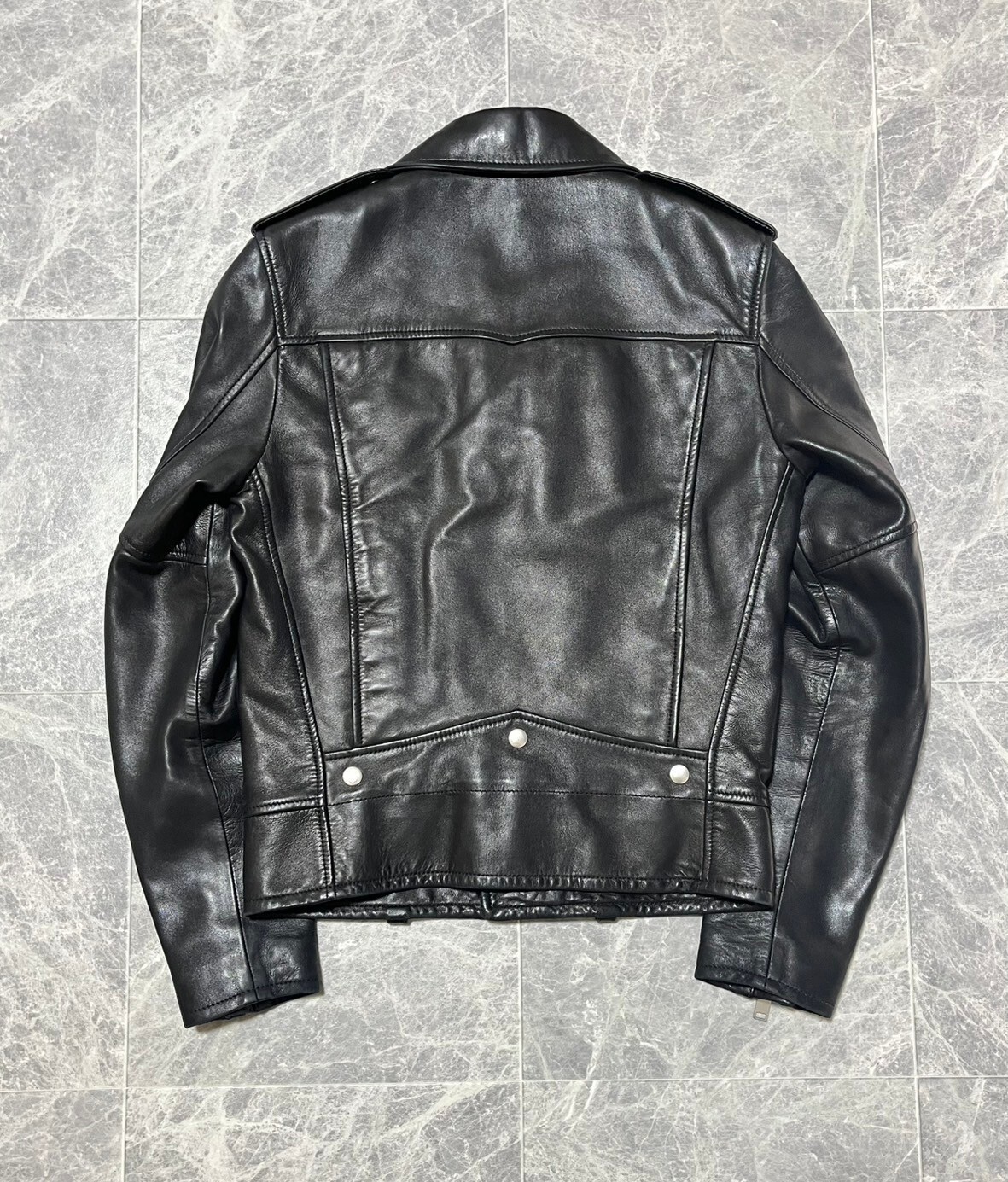 Giacca pelle di agnello doppio biker SAINT LAURENT PARIS Hedi Slimane 2015AW L01