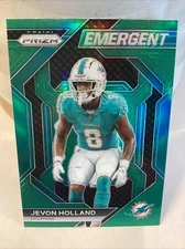 Jevon Holland Green PRIZM 2023 Panini Prizm Emergent Miami Dolphins Color Match