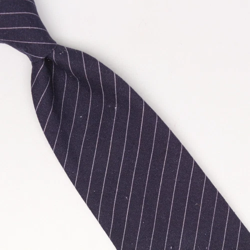 Josiah France Mens Cotton Necktie Navy Blue White Pin Stripe Speckle Italy Tie